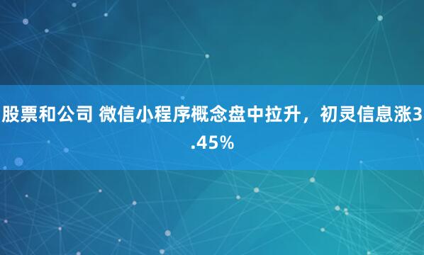 股票和公司 微信小程序概念盘中拉升，初灵信息涨3.45%