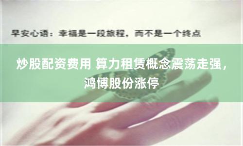 炒股配资费用 算力租赁概念震荡走强，鸿博股份涨停